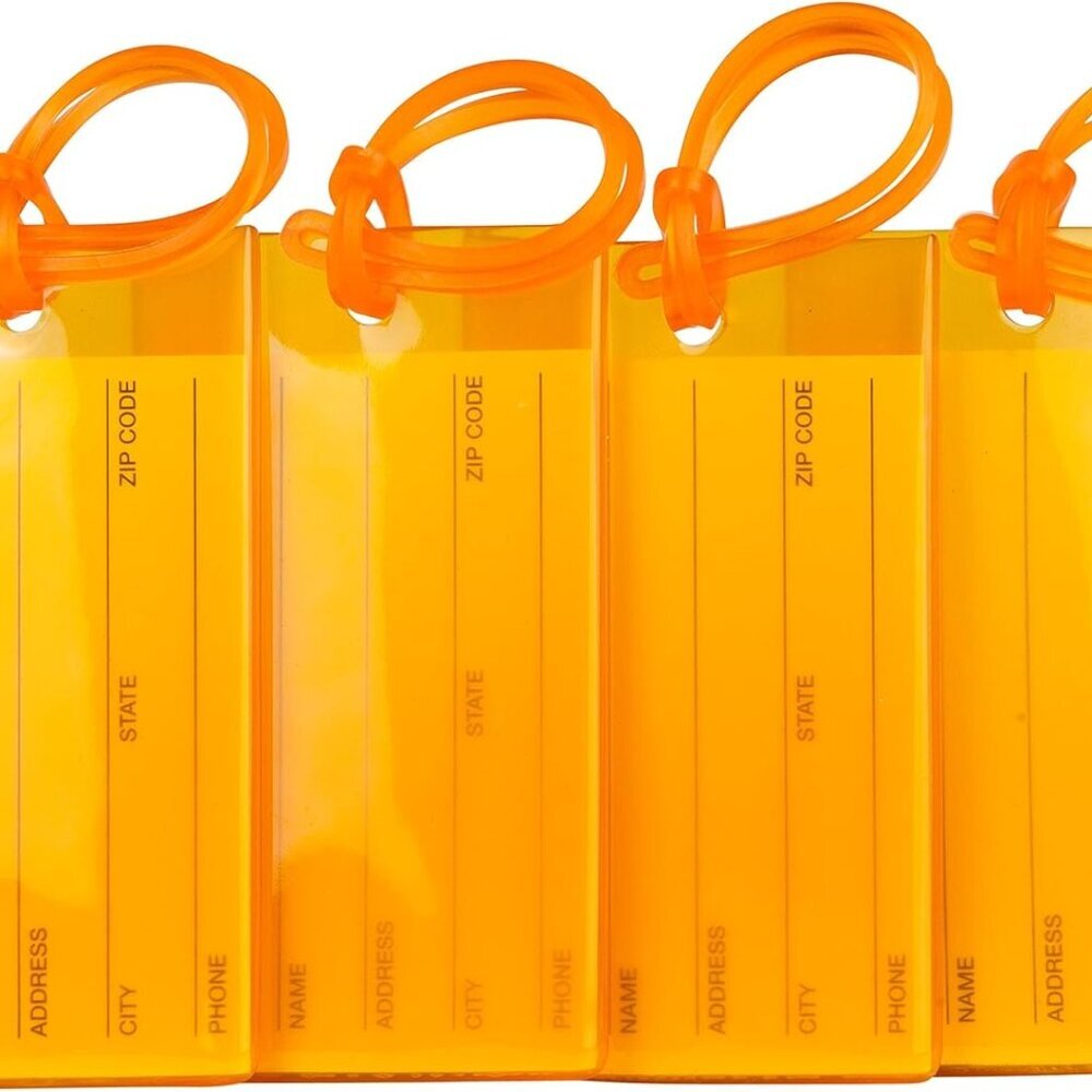 4 Pack Luggage Tags for Suitcases, Flexible Silicone Travel ID Identification La